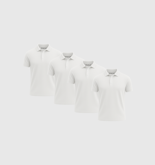 4er-Pack Poloshirts – Weiß