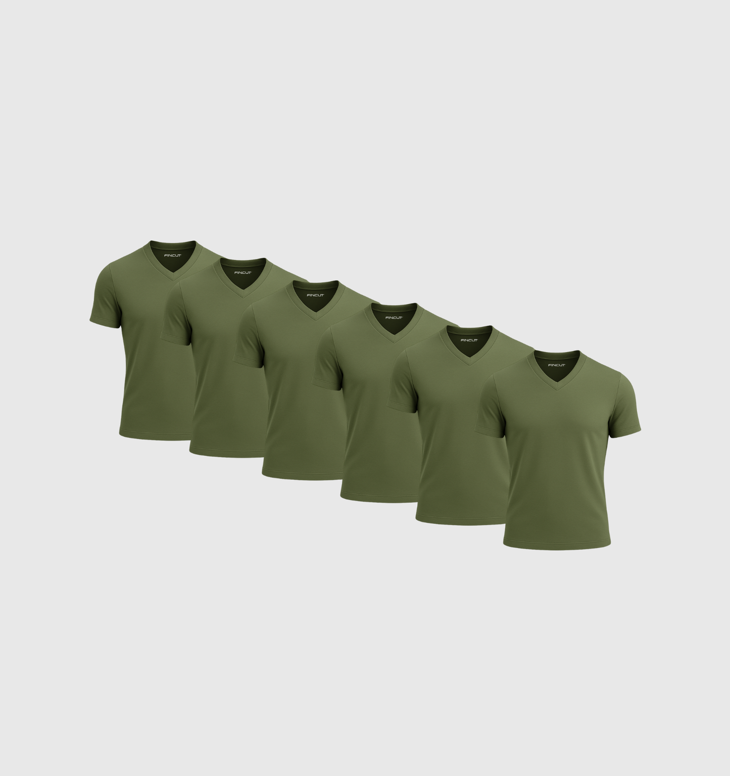 6er-Pack V-Ausschnitt-Shirts - Khaki