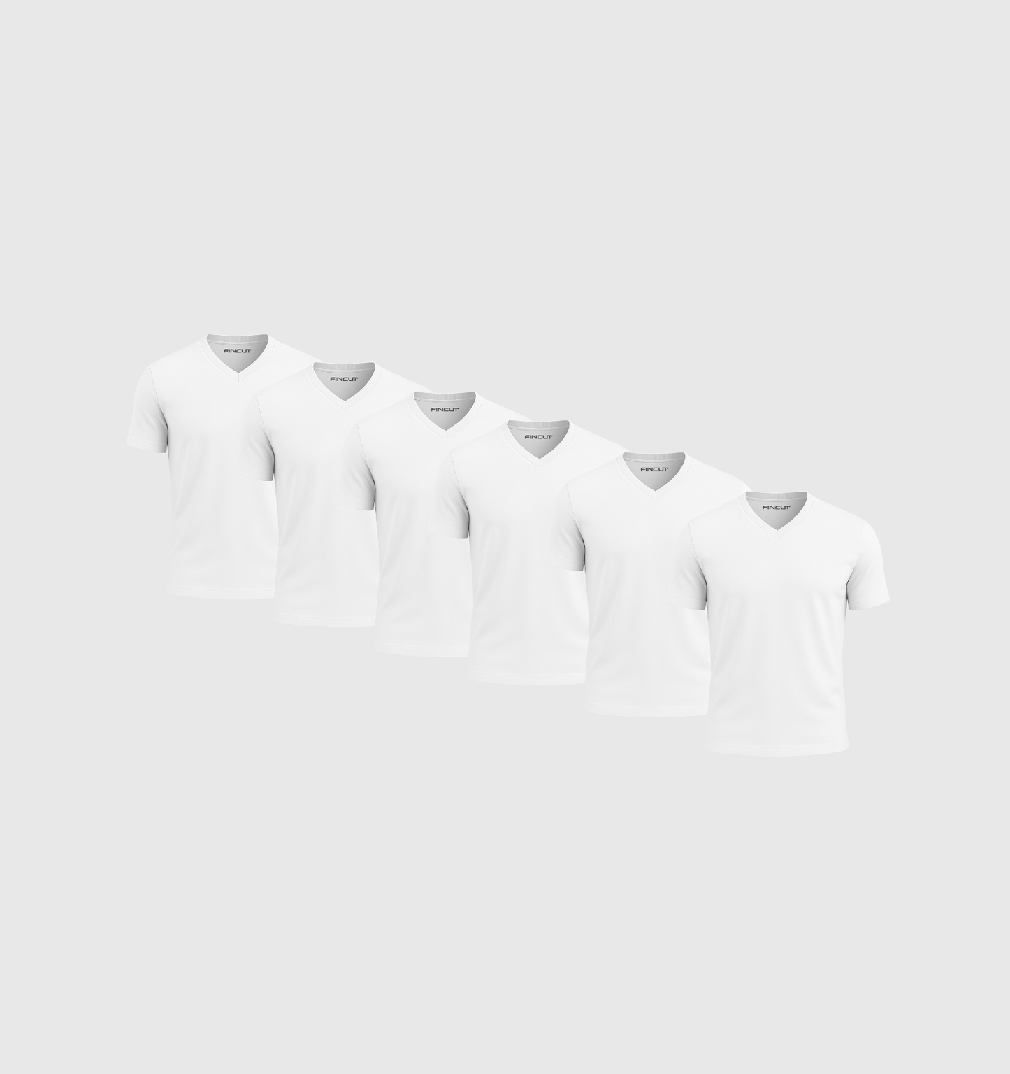 6er-Pack V-Ausschnitt-Shirts – Weiß