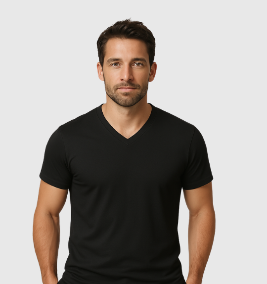 6er-Pack V-Ausschnitt-Shirts – Schwarz