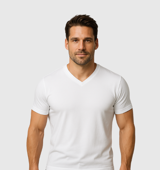 6er-Pack V-Ausschnitt-Shirts – Weiß