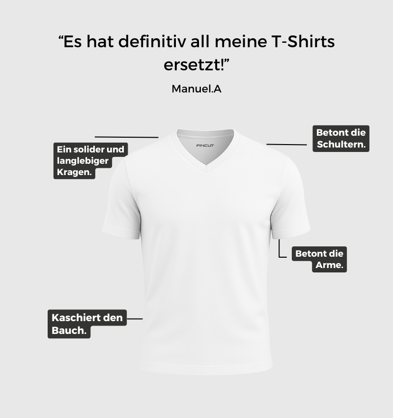 6er-Pack V-Ausschnitt-Shirts – Weiß